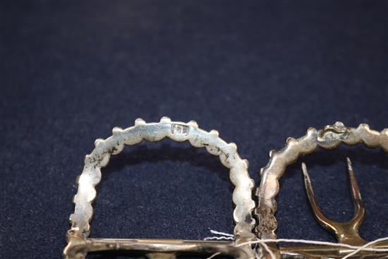 Seven assorted pairs of buckles including two Georgian silver pairs and later 20th century pairs.